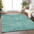 9' X 12' Teal And Gray Geometric Washable Area Rug With UV Protection