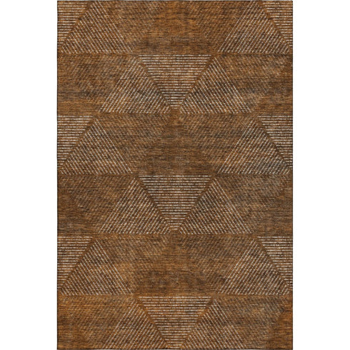 5' X 8' Terra Cotta Beige And Gray Geometric Washable Area Rug With UV Protection