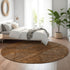 8' Terra Cotta Beige And Gray Geometric Washable Round Rug With UV Protection