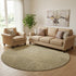 8' Wheat And Beige Geometric Washable Round Rug With UV Protection