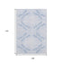 9' X 12' Blue And Ivory Floral Washable Area Rug With UV Protection