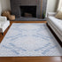 9' X 12' Blue And Ivory Floral Washable Area Rug With UV Protection