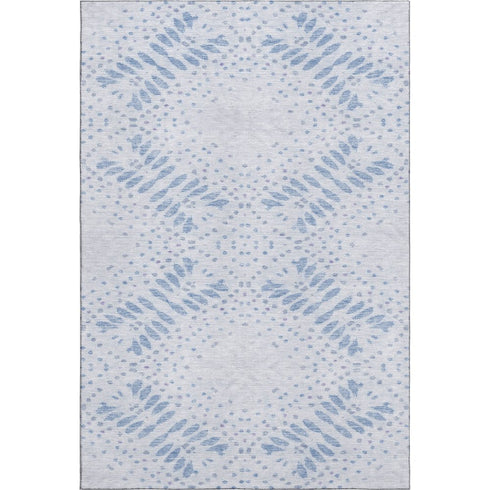 9' X 12' Blue And Ivory Floral Washable Area Rug With UV Protection