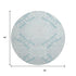 8' Teal And Ivory Floral Washable Round Rug With UV Protection