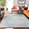 8' X 10' Teal And Ivory Floral Washable Area Rug With UV Protection