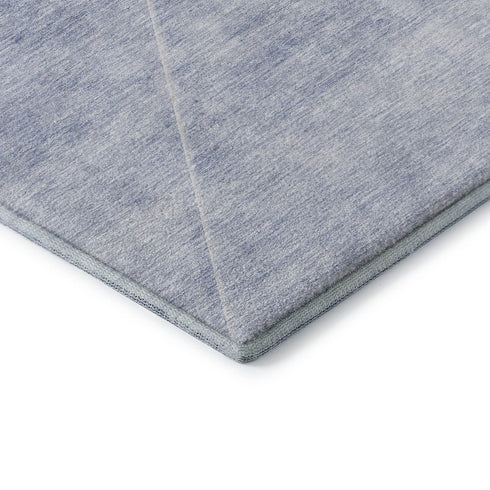 5' X 8' Blue And Ivory Geometric Washable Area Rug With UV Protection