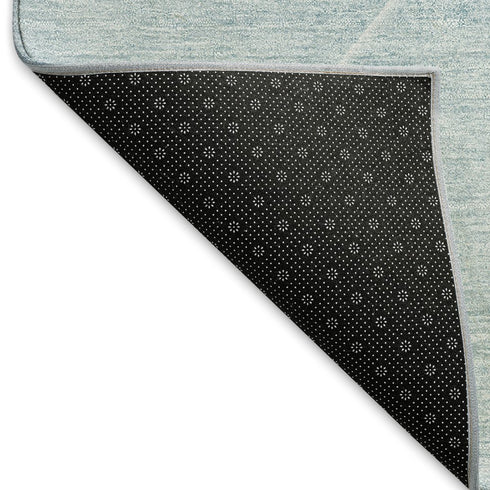 8' Teal And Ivory Geometric Washable Round Rug With UV Protection