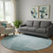 8' Teal And Ivory Geometric Washable Round Rug With UV Protection