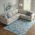 8' X 10' Blue Green And Ivory Geometric Washable Area Rug With UV Protection