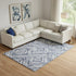 8' X 10' Blue Ivory And Gray Geometric Washable Area Rug With UV Protection