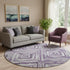8' Purple Ivory And Gray Geometric Washable Round Rug With UV Protection