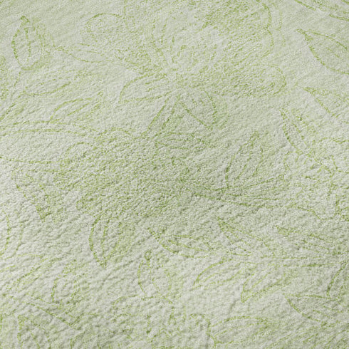 8' X 10' Artichoke Green And Ivory Floral Washable Area Rug With UV Protection