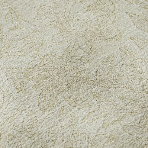 5' X 8' Ivory And Beige Floral Washable Area Rug With UV Protection