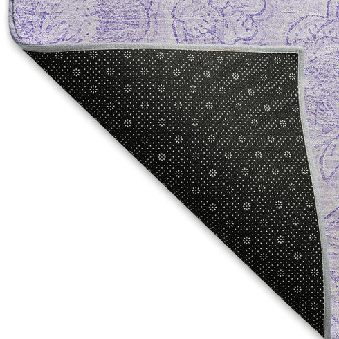 8' X 10' Lilac And Ivory Floral Washable Area Rug With UV Protection