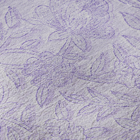8' X 10' Lilac And Ivory Floral Washable Area Rug With UV Protection