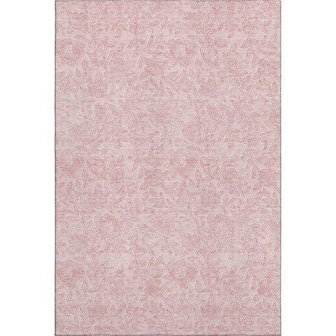 5' X 8' Pink And Ivory Floral Washable Area Rug With UV Protection