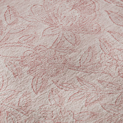 5' X 8' Pink And Ivory Floral Washable Area Rug With UV Protection