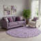 8' Purple And Ivory Medallion Washable Round Rug With UV Protection