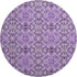 8' Purple And Ivory Medallion Washable Round Rug With UV Protection