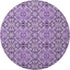 8' Purple And Ivory Medallion Washable Round Rug With UV Protection