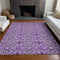 9' X 12' Purple And Ivory Medallion Washable Area Rug With UV Protection