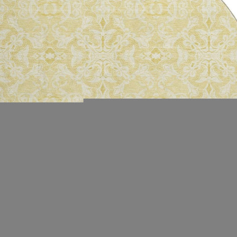 8' Gold And Ivory Medallion Washable Round Rug With UV Protection