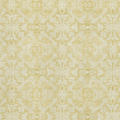 8' X 10' Gold And Ivory Medallion Washable Area Rug With UV Protection