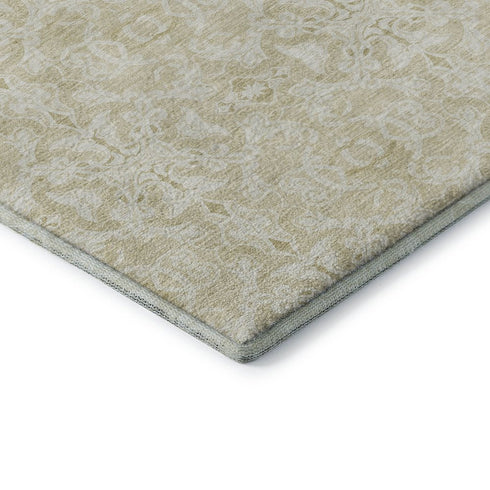 8' X 10' Tan And Beige Medallion Washable Area Rug With UV Protection