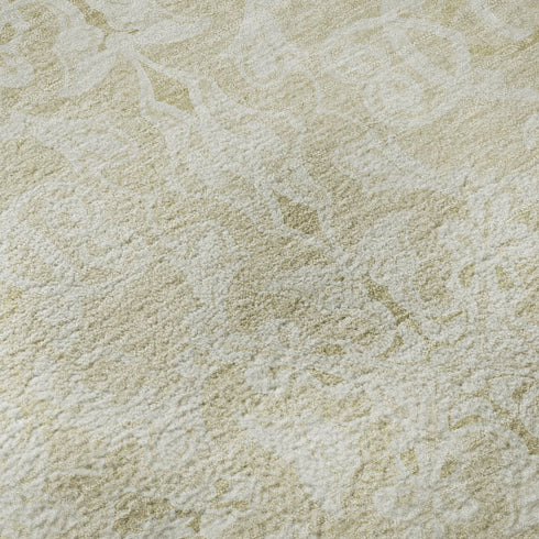 8' X 10' Tan And Beige Medallion Washable Area Rug With UV Protection