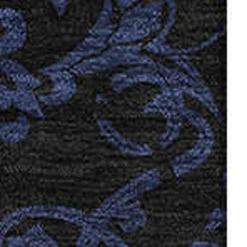 5' X 8' Blue And Charcoal Medallion Washable Area Rug With UV Protection