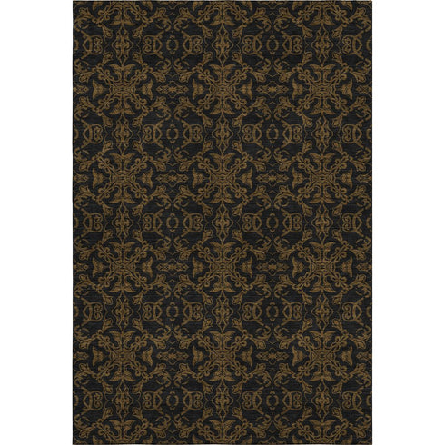 5' X 8' Brown And Charcoal Medallion Washable Area Rug With UV Protection