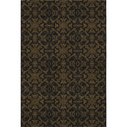 5' X 8' Brown And Charcoal Medallion Washable Area Rug With UV Protection