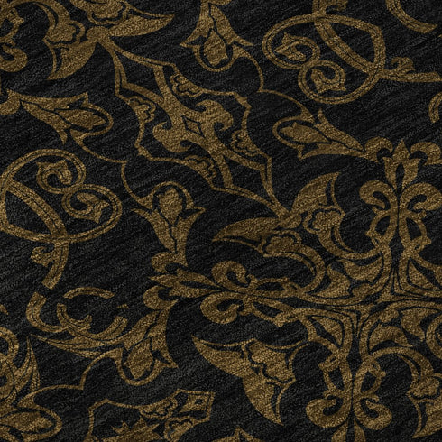 8' X 10' Brown And Charcoal Medallion Washable Area Rug With UV Protection