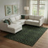 9' X 12' Olive Green And Charcoal Medallion Washable Area Rug With UV Protection