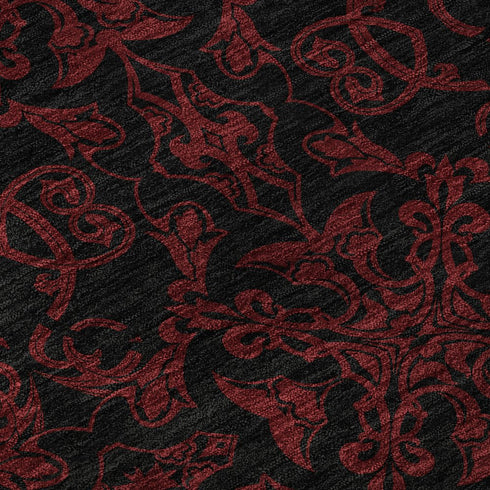 8' X 10' Red And Black Medallion Washable Area Rug With UV Protection