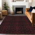 8' X 10' Red And Black Medallion Washable Area Rug With UV Protection