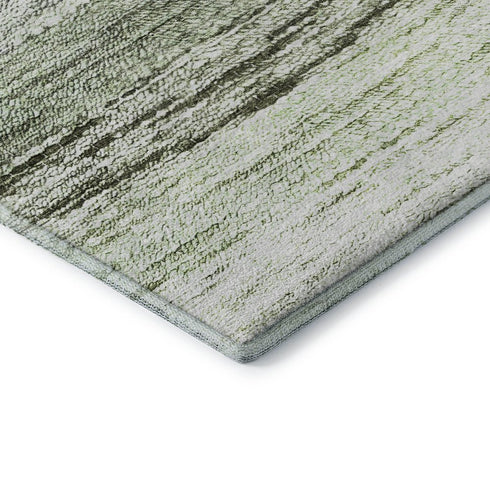 8' Green Purple And Ivory Ombre Washable Round Rug With UV Protection
