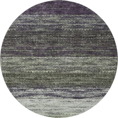 8' Green Purple And Ivory Ombre Washable Round Rug With UV Protection