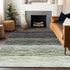 8' X 10' Green Purple And Ivory Ombre Washable Area Rug With UV Protection