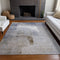 9' X 12' Blue Ivory And Beige Abstract Washable Area Rug With UV Protection