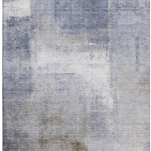 9' X 12' Blue Ivory And Beige Abstract Washable Area Rug With UV Protection