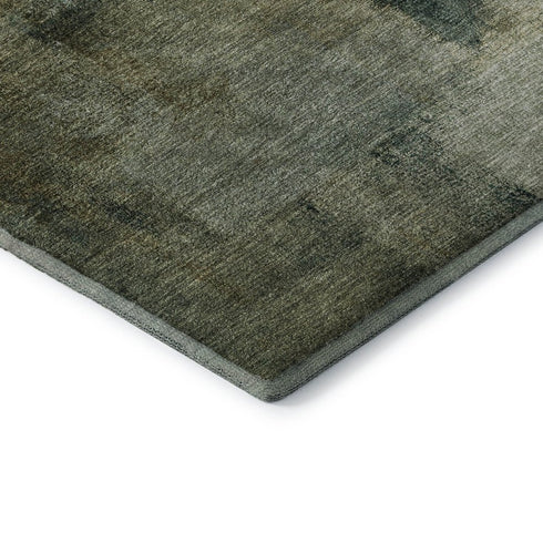 5' X 8' Brown Beige And Ivory Abstract Washable Area Rug With UV Protection