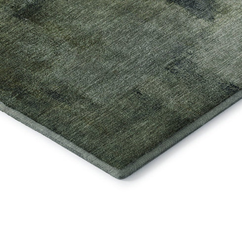 5' X 8' Green And Ivory Abstract Washable Area Rug With UV Protection