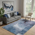 5' X 8' Navy Blue And Ivory Abstract Washable Area Rug With UV Protection
