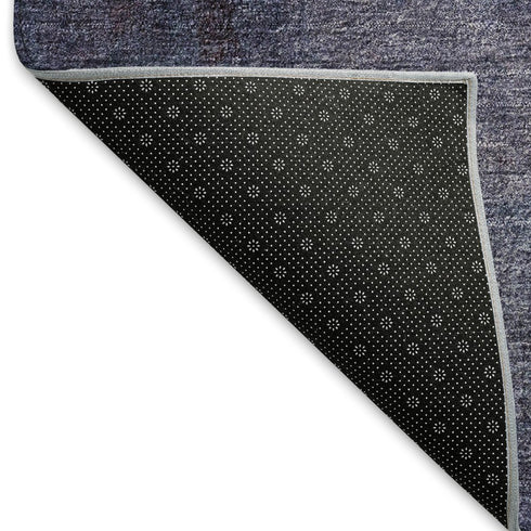 5' X 8' Navy Blue And Ivory Abstract Washable Area Rug With UV Protection