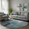 8' Teal Ivory And Purple Abstract Washable Round Rug With UV Protection