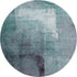8' Teal Ivory And Purple Abstract Washable Round Rug With UV Protection