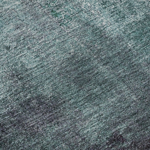 8' Teal Ivory And Purple Abstract Washable Round Rug With UV Protection