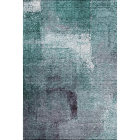 8' X 10' Teal Ivory And Purple Abstract Washable Area Rug With UV Protection