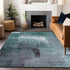 8' X 10' Teal Ivory And Purple Abstract Washable Area Rug With UV Protection